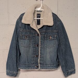 GAP Kids Sherpa Lined Denim Jacket Size 7/8, like new condition